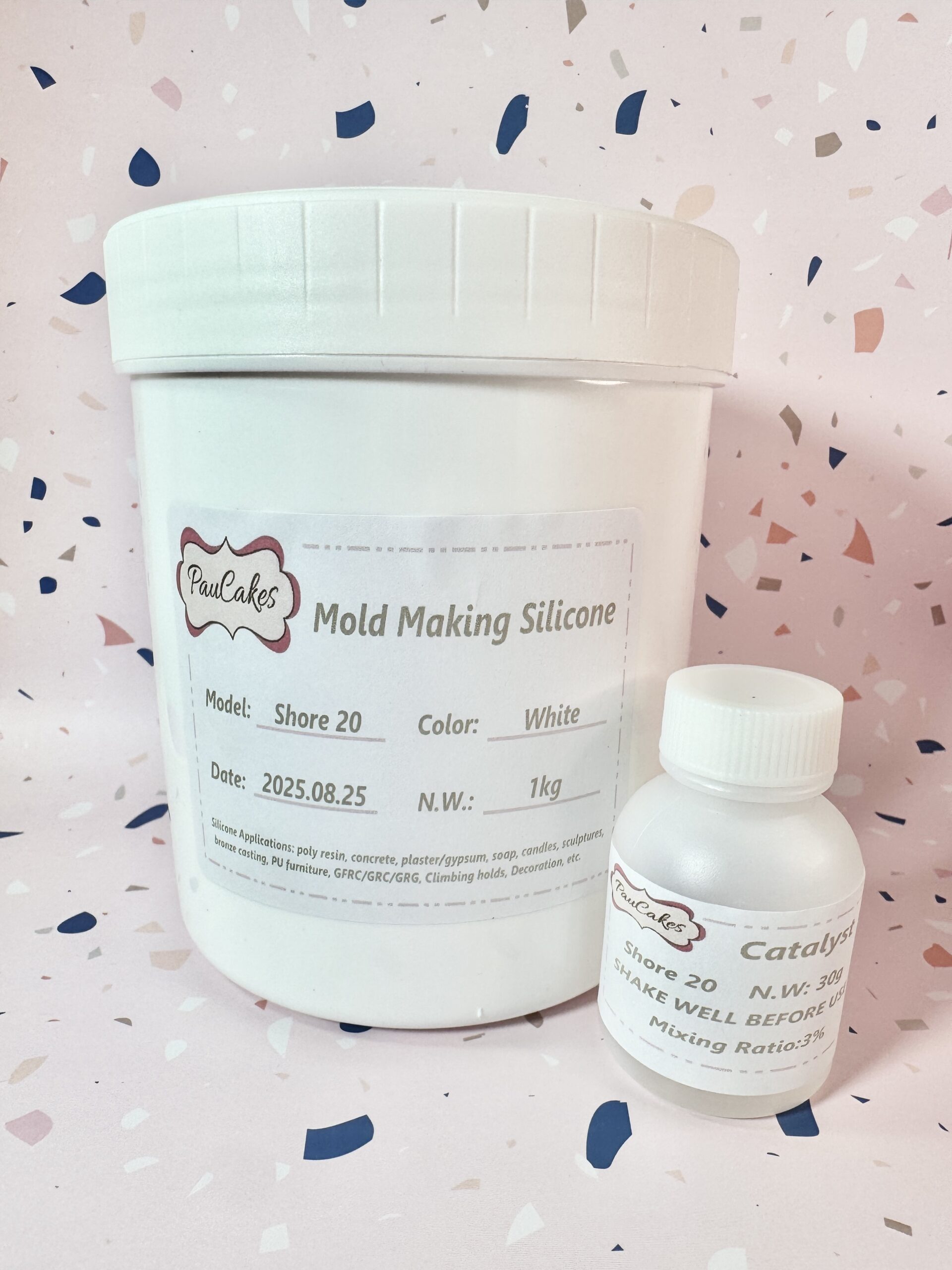 Caucho de Silicona base estanio dureza 20 color BLANCO x1 kilo