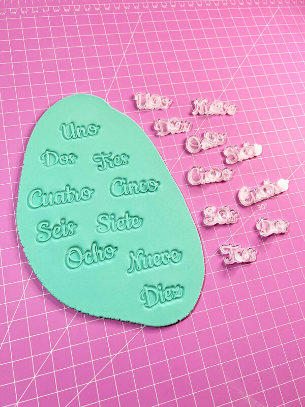 Mini Sellos Relieve Números Cursiva - Imagen 2